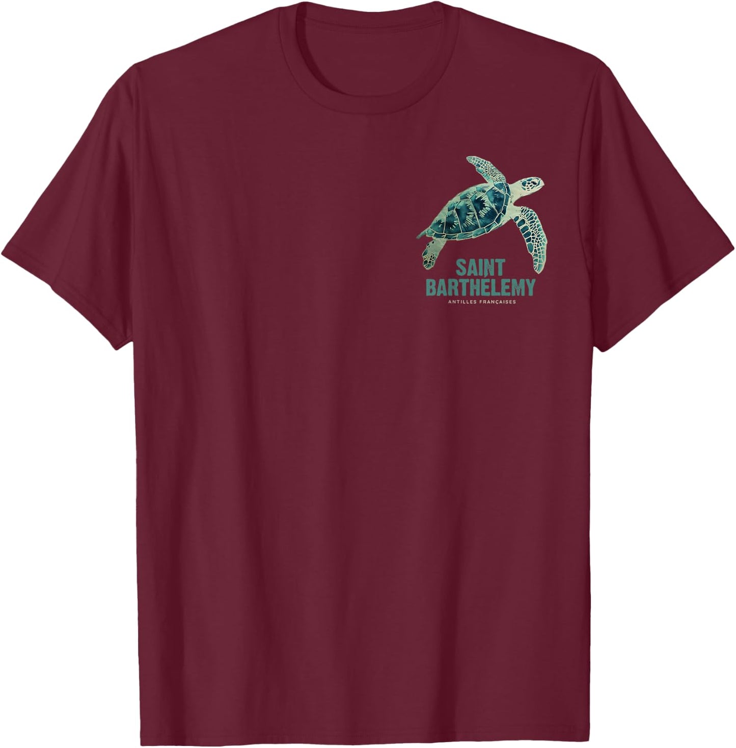 St Barts Caribbean Vintage St. Barths Ocean Sea Turtle T-Shirt - T-Shirt | Maroon
