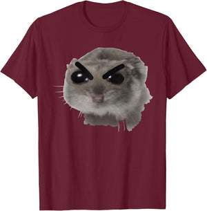 Angry Coquette Hamster Funny Meme / Big Eye Eyes Eyed Mouse T-Shirt - T-Shirt | Maroon