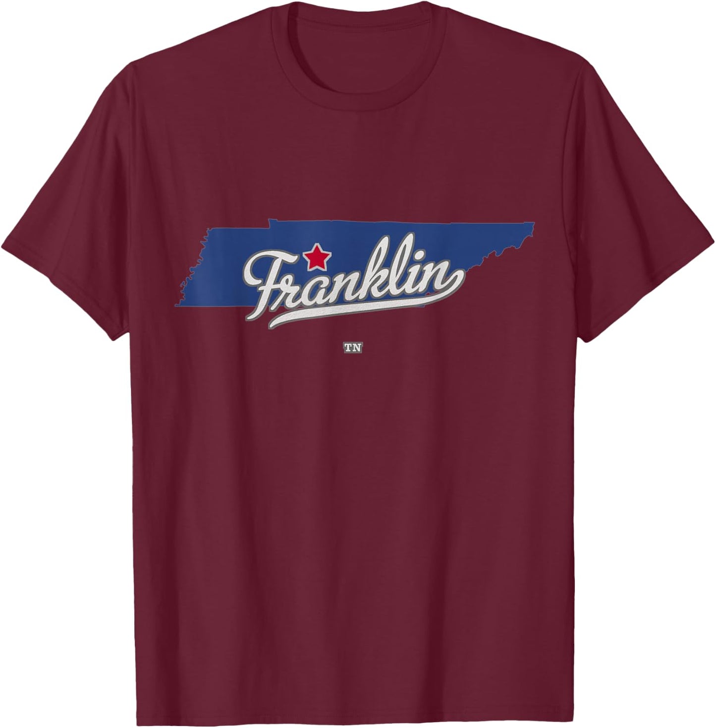 Franklin Tennessee TN Map T-Shirt - T-Shirt | Maroon