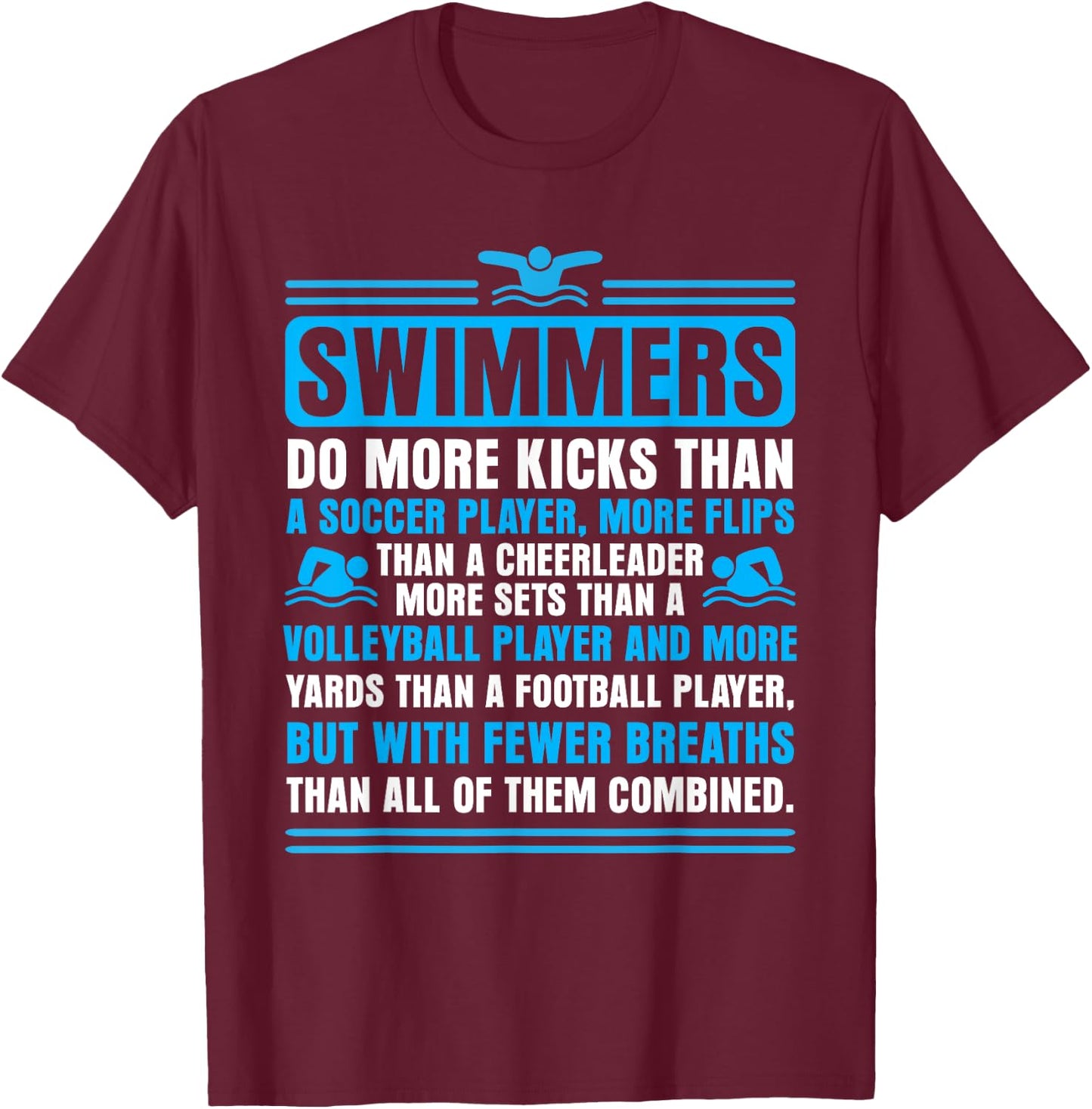 Swimmers Facts Funny Swimming Swim Coach Men Women T-Shirt - T-Shirt | Maroon