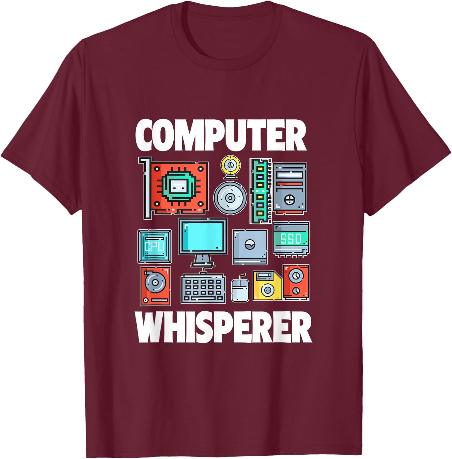Funny Computer Whisperer Tech Support Computer Parts Novelty T-Shirt - T-Shirt | Maroon