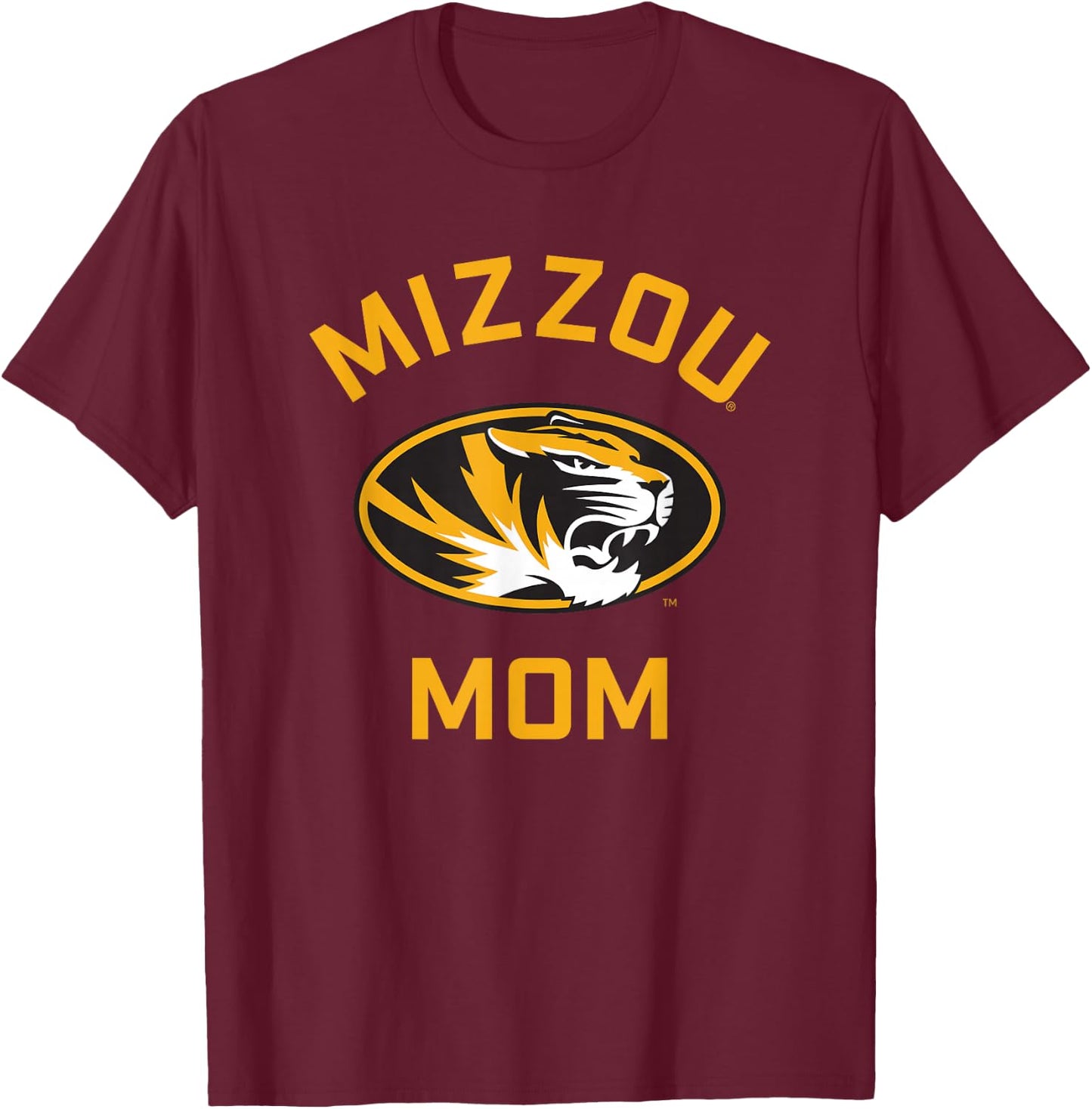 University of Missouri Mizzou Tigers Arched Mom T-Shirt - T-Shirt | Maroon