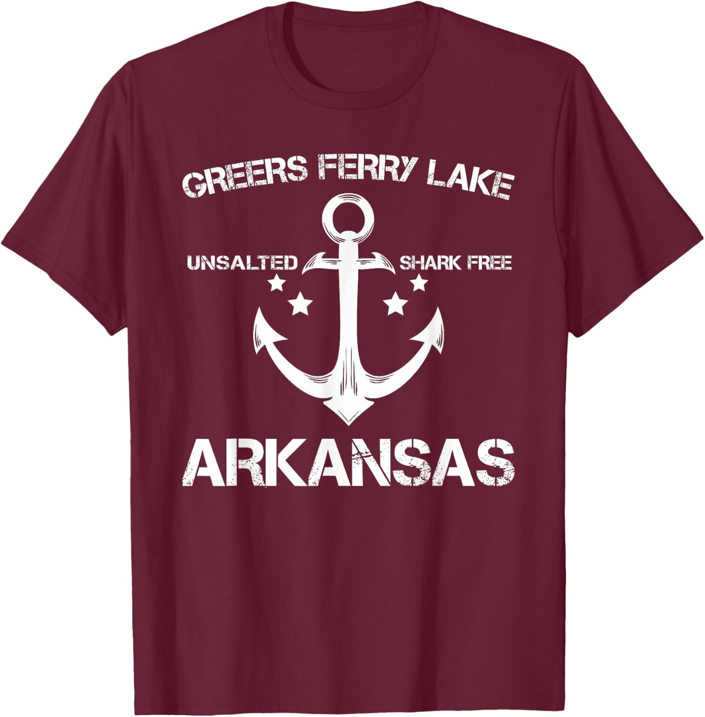 GREERS FERRY LAKE ARKANSAS Funny Fishing Camping Summer Gift Men Women Kids T-Shirt - T-Shirt | Maroon