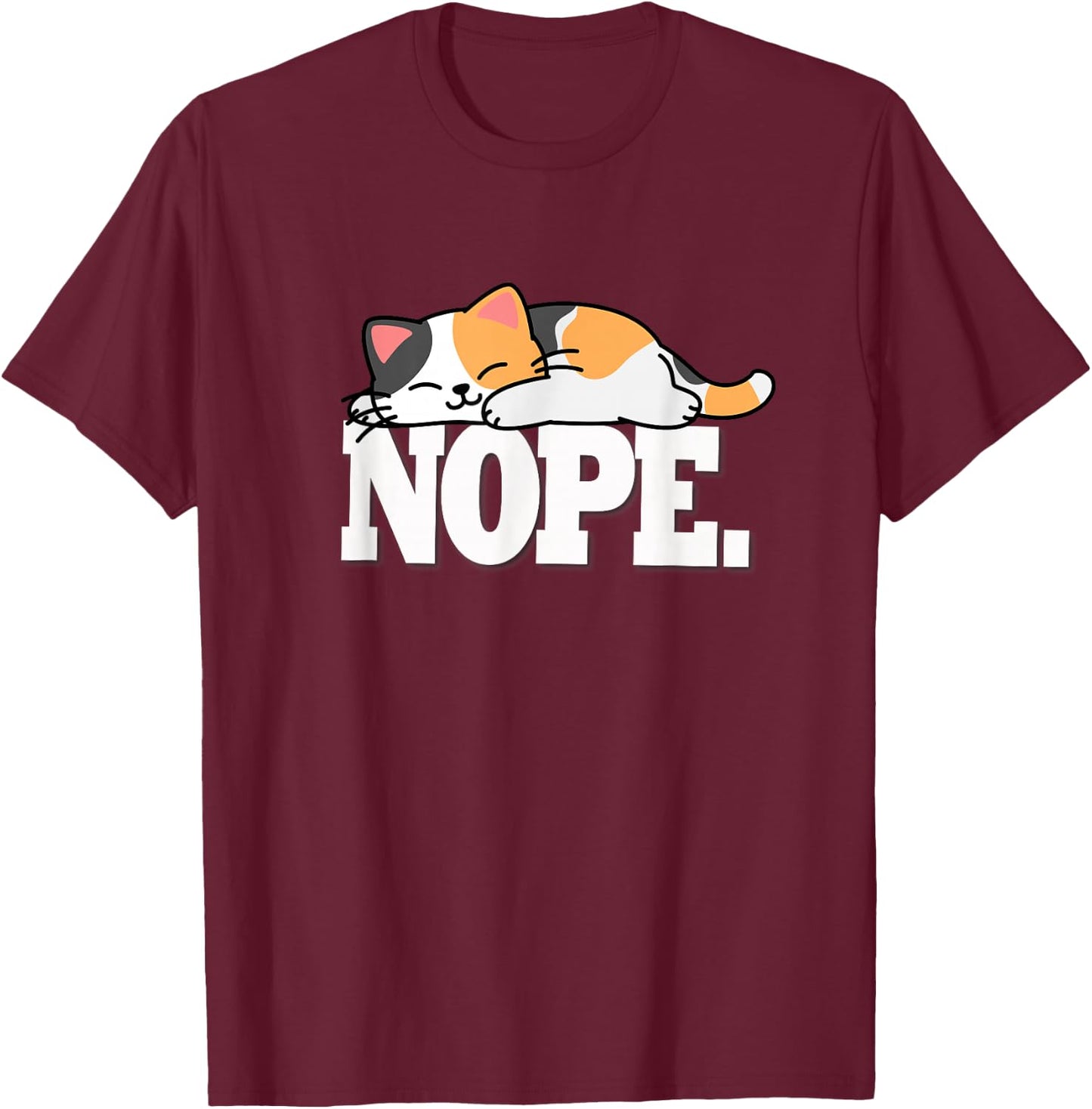 Kawaii Kids Girls NOPE Calico Cat Lover T-Shirt - T-Shirt | Maroon
