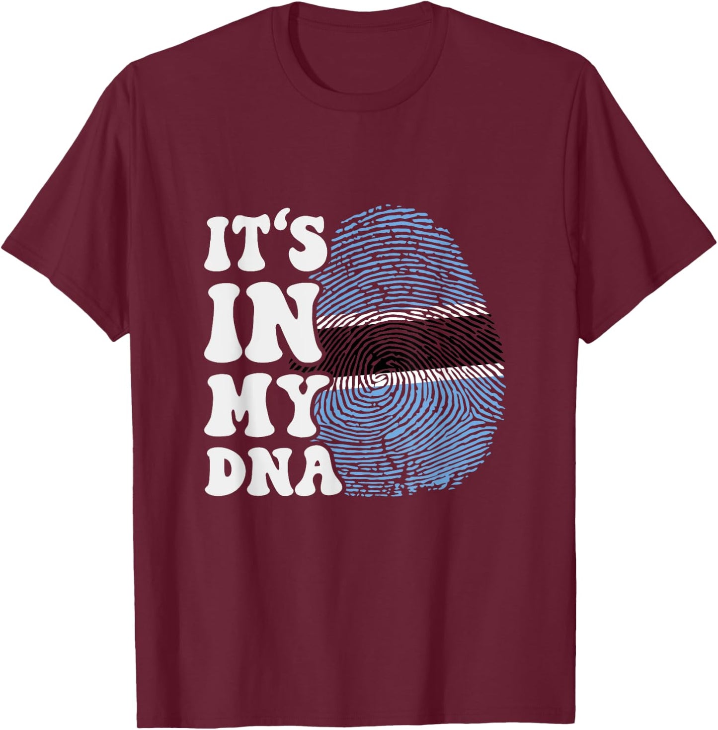 Funny it's in my DNA Botswana flag Fingerprint T-Shirt - T-Shirt | Maroon