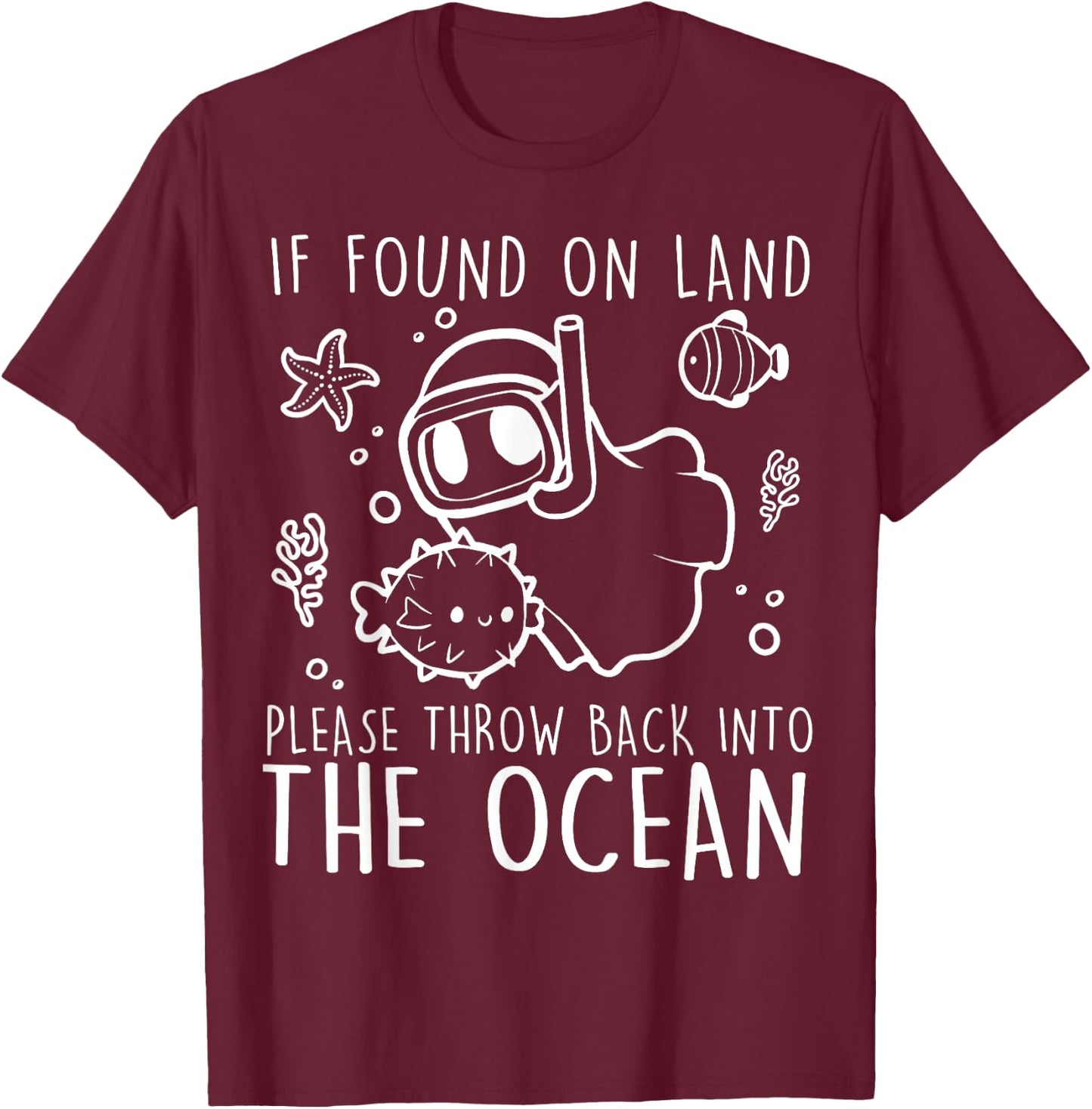 Halloween Boo Ghost Diver Scuba Diving Throw Back To Ocean T-Shirt - T-Shirt | Maroon