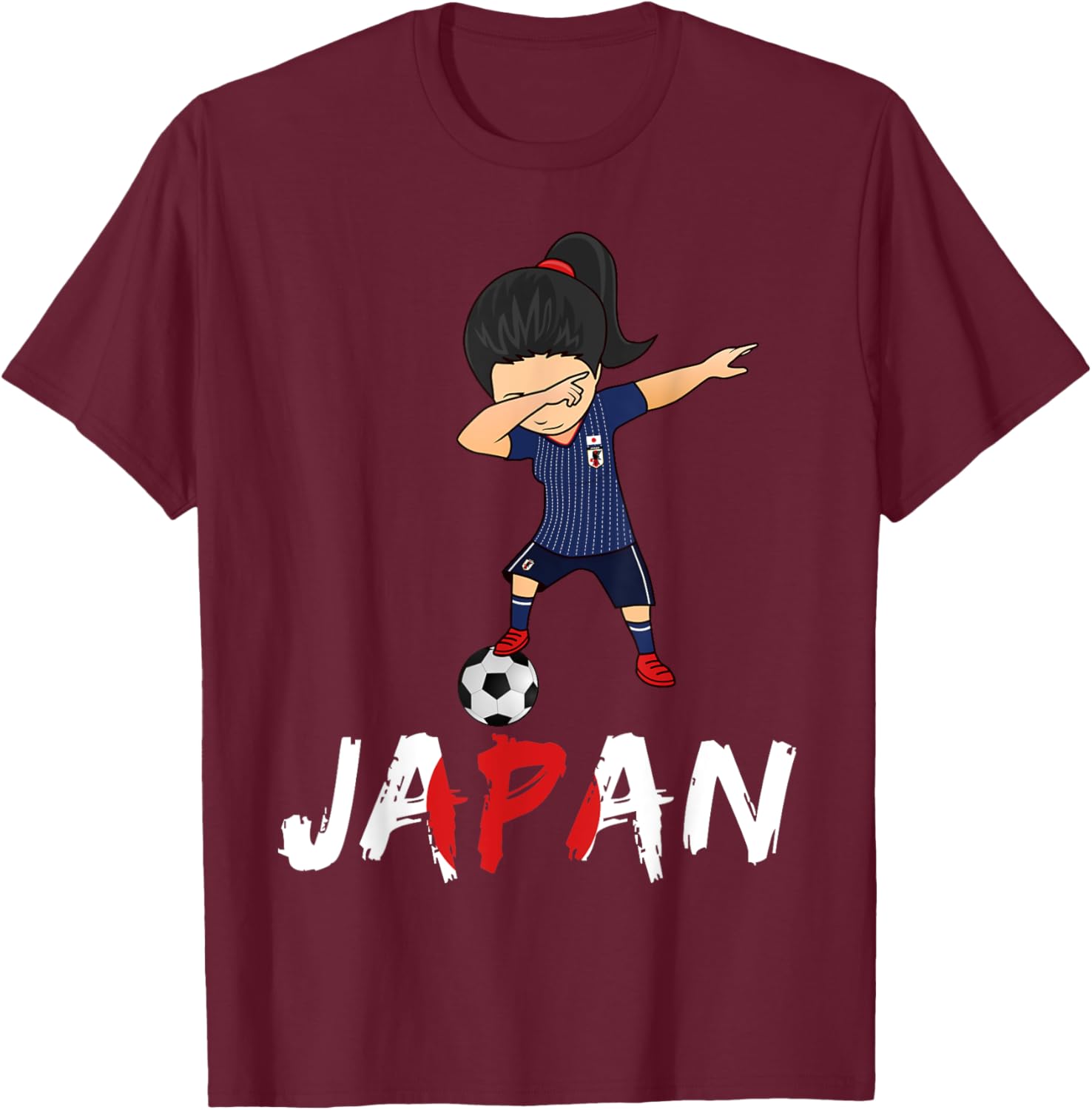 Japan Soccer Girl , Dabbing Football 2018 Jersey T-Shirt - T-Shirt | Maroon