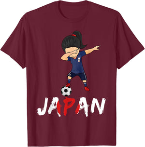 Japan Soccer Girl , Dabbing Football 2018 Jersey T-Shirt - T-Shirt | Maroon