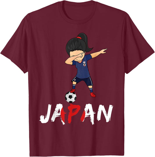 Japan Soccer Girl , Dabbing Football 2018 Jersey T-Shirt - T-Shirt | Maroon