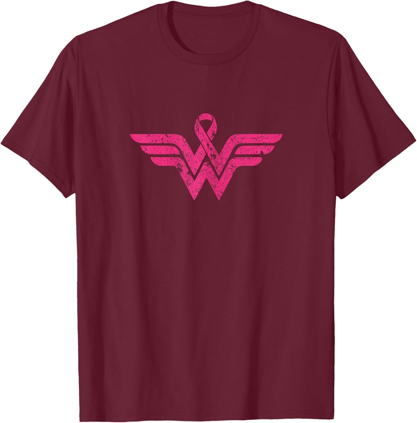 Vintage Retro Breast Cancer Awareness Pink Ribbon Superhero T-Shirt - T-Shirt | Maroon