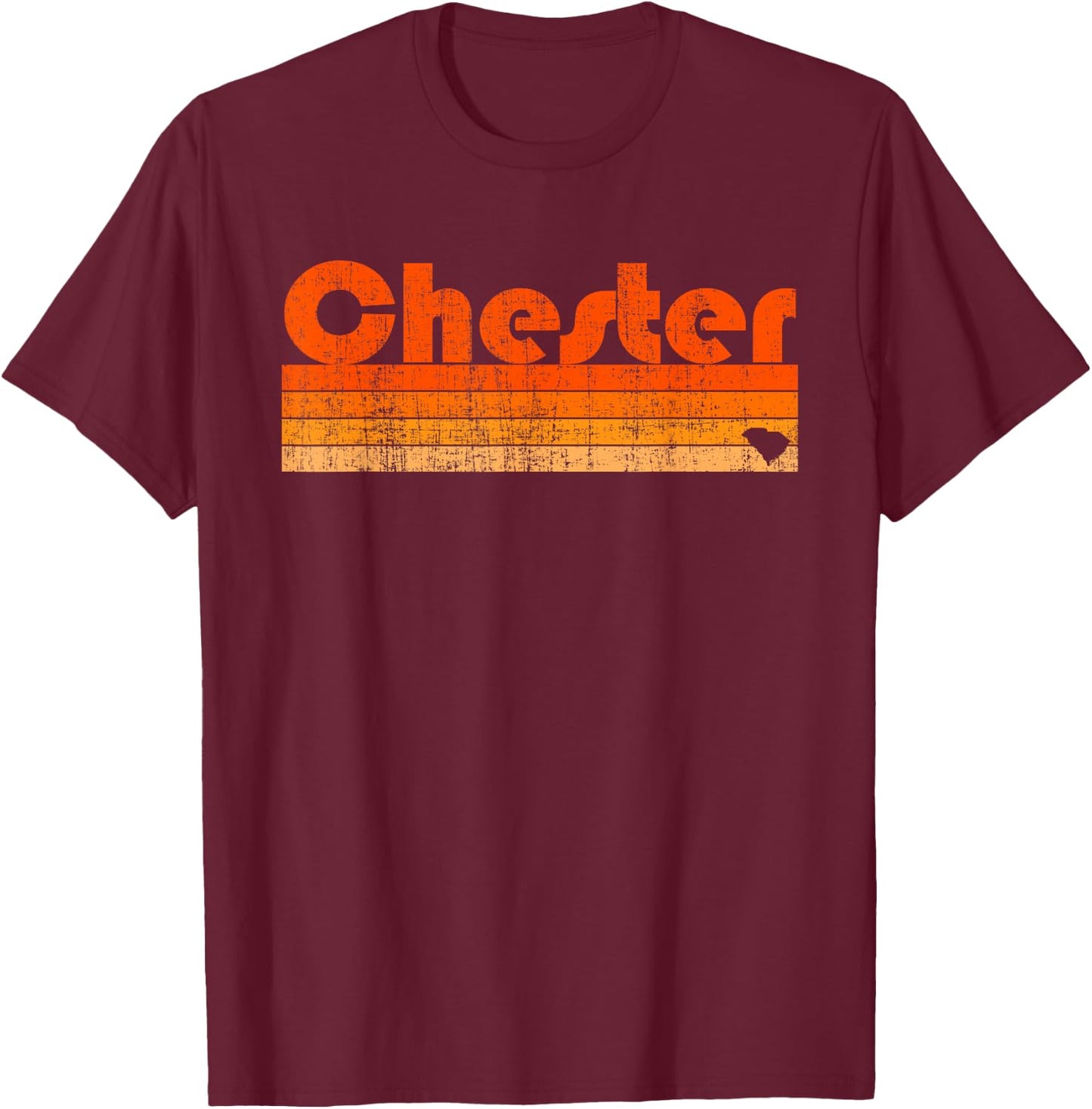 Chester, SC Retro 80s Style T-Shirt - T-Shirt | Maroon
