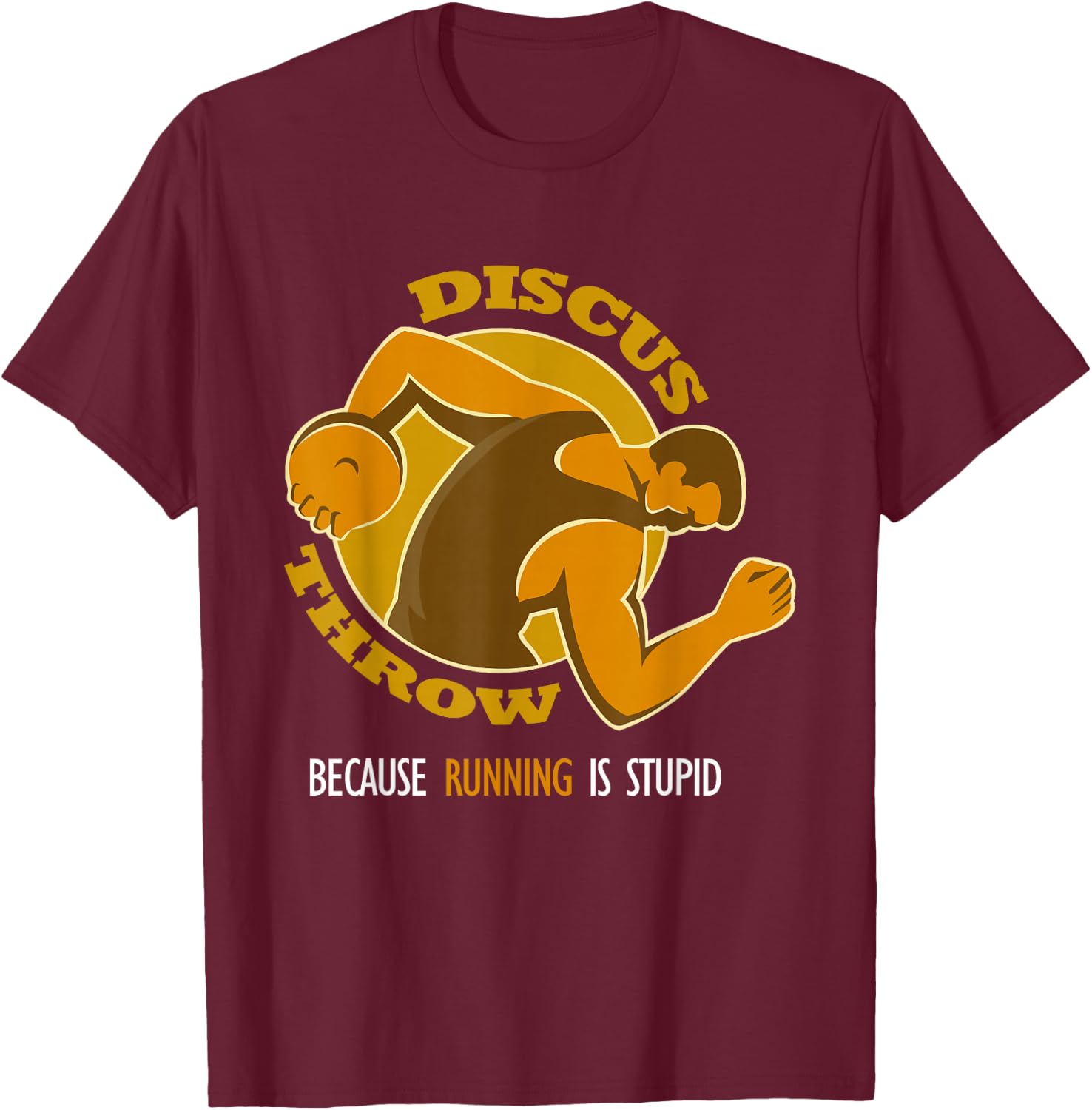 Discus Throw vs. Runners, Track T Shirt T-Shirt - T-Shirt | Maroon