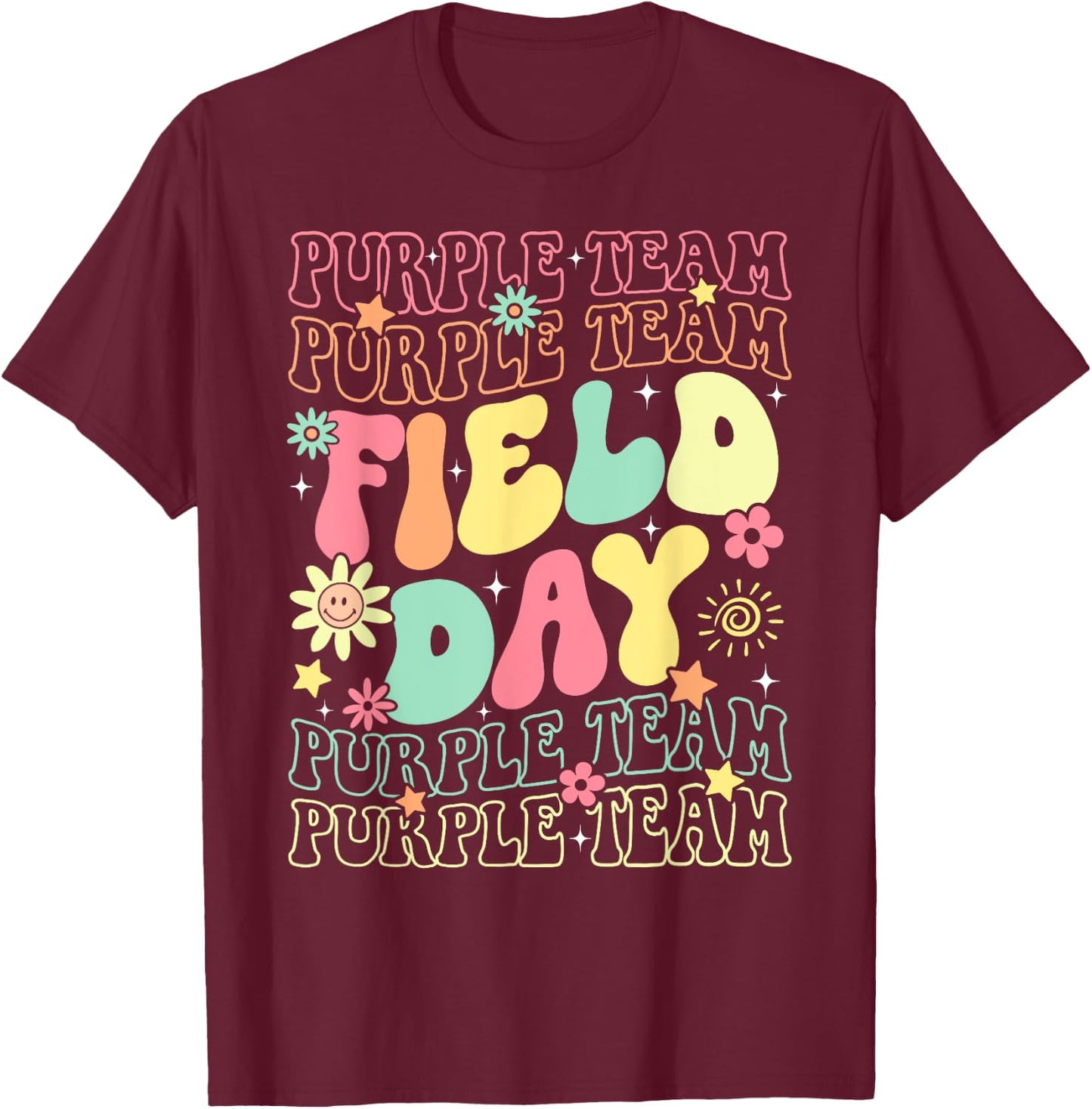 Field Day Purple Team Color War Camp Team Game Competition T-Shirt - T-Shirt | Maroon