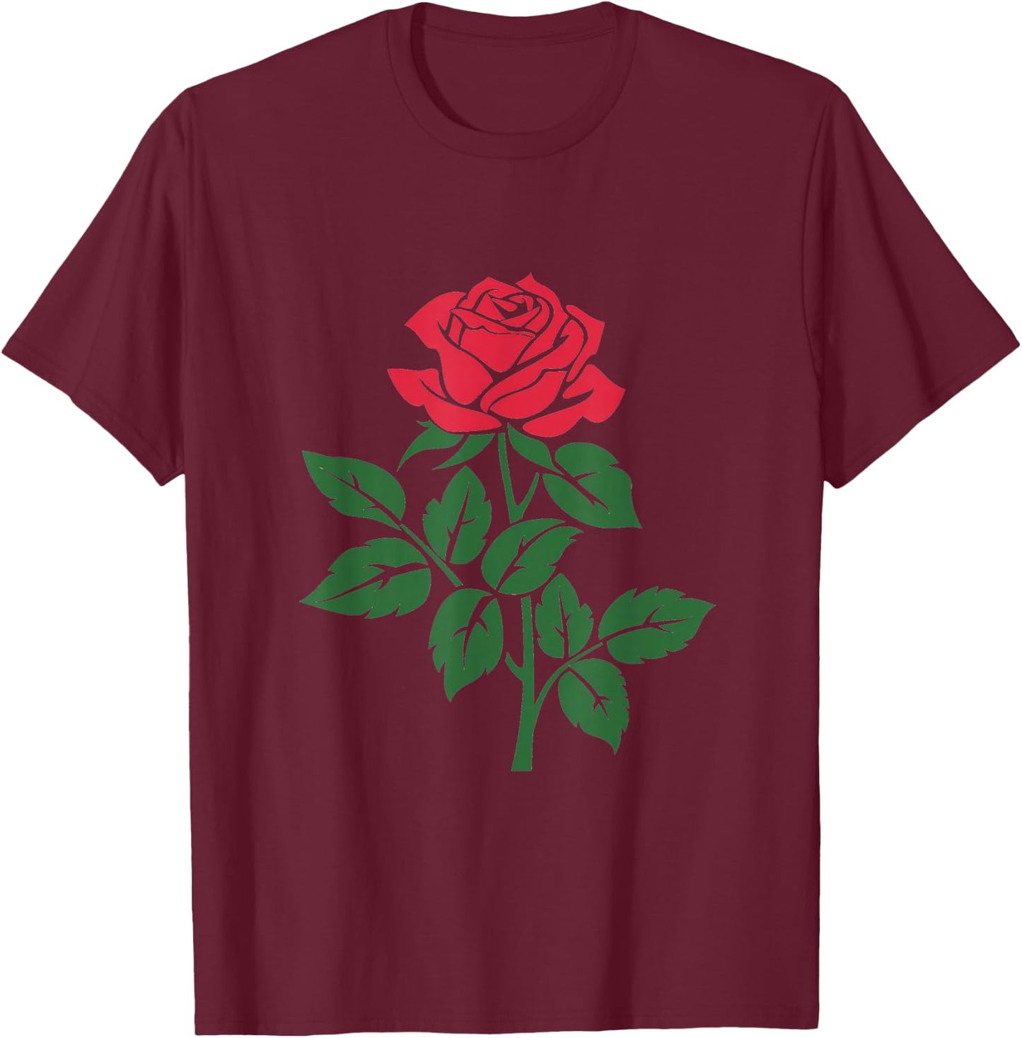 Rose Flower Floral Romantic Love Valentines Day Graphic T-Shirt - T-Shirt | Maroon