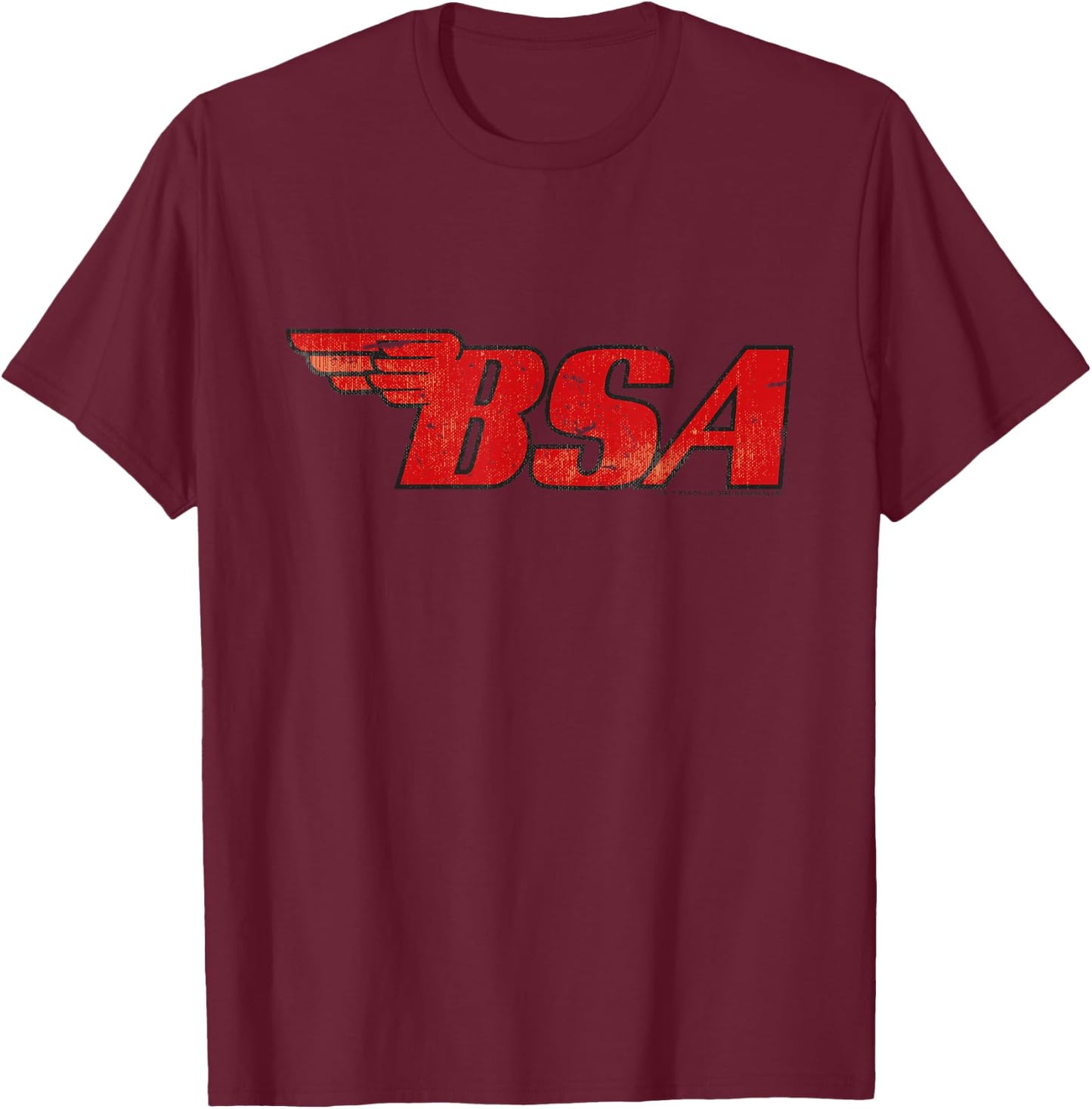 BSA Motorcycle Logo Distressed Effect Father's Day T-Shirt - T-Shirt | Maroon