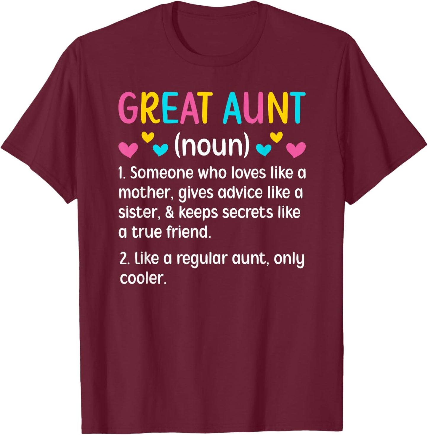 Great Aunt Definition Great Auntie T-Shirt - T-Shirt | Maroon