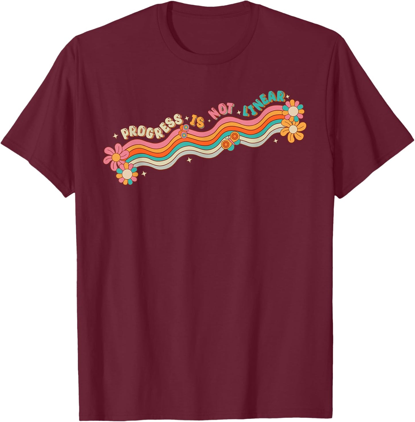 Progress Is Not Linear Teacher Student Back To School Retro Women Girls Kids T-Shirt - T-Shirt | Maroon