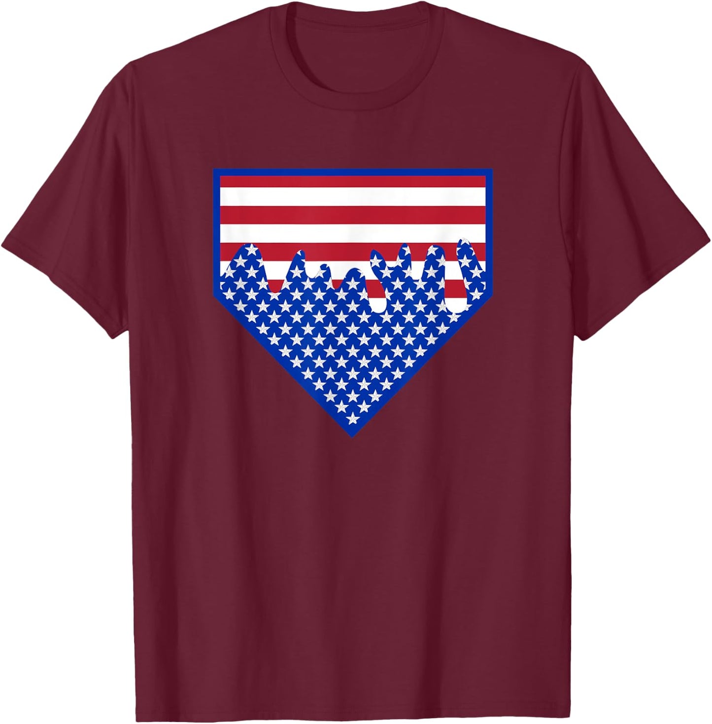 Funny Home Plate Drip - USA Ice Cream Softball & Baseball Men Women Girls Kids T-Shirt - T-Shirt | Maroon