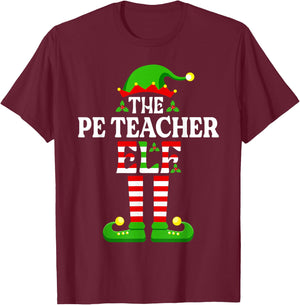 I'm The PE Teacher Elf Funny Christmas Family Matching T-Shirt - T-Shirt | Maroon