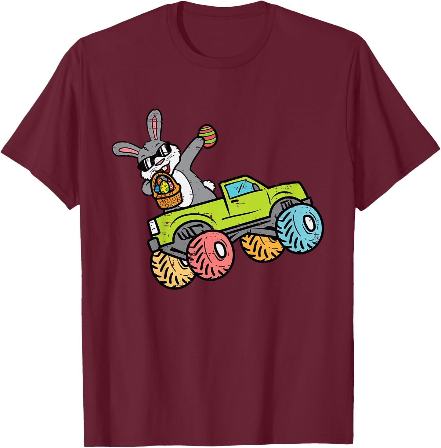 Kids Easter Bunny Dab On Monster Truck Rabbit Toddler Boys Kids T-Shirt - T-Shirt | Maroon