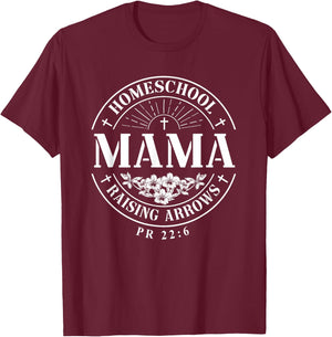 Homeschool Mama Raising Arrows Christian Mother's Day T-Shirt - T-Shirt | Maroon