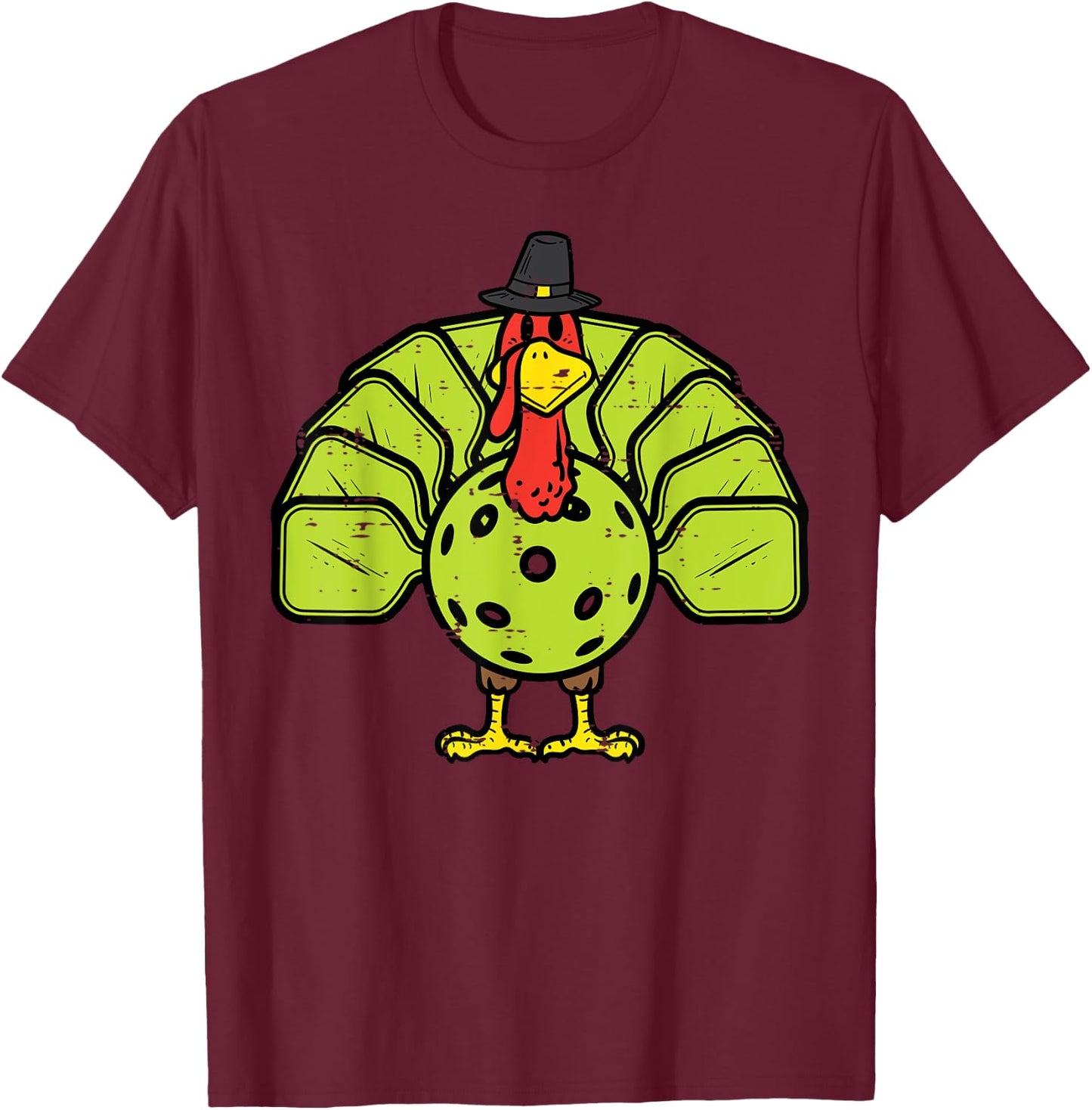 Thanksgiving Turkey Pickleball Pickle Ball Men Women Kids T-Shirt - T-Shirt | Maroon