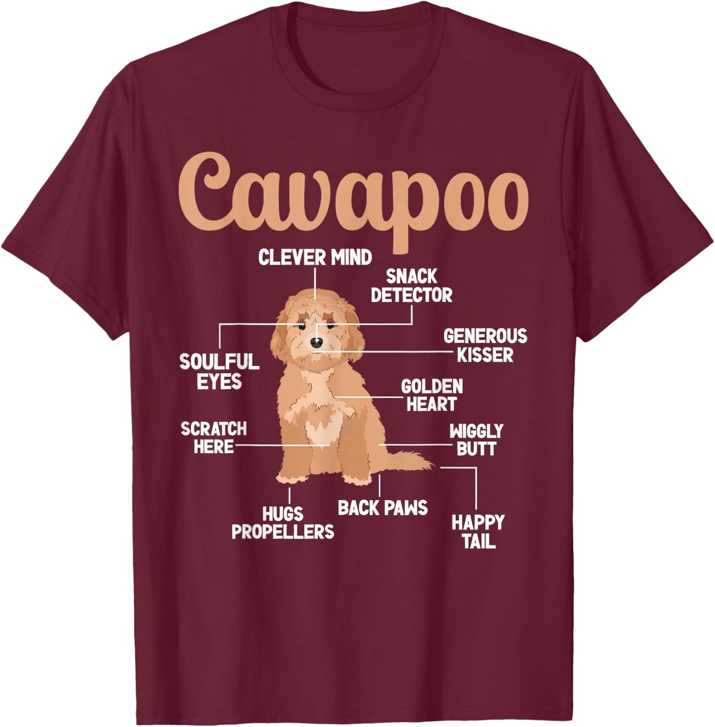 Cavapoo Anatomy Cavapoo Lover Cavapoo Owner T-Shirt - T-Shirt | Maroon