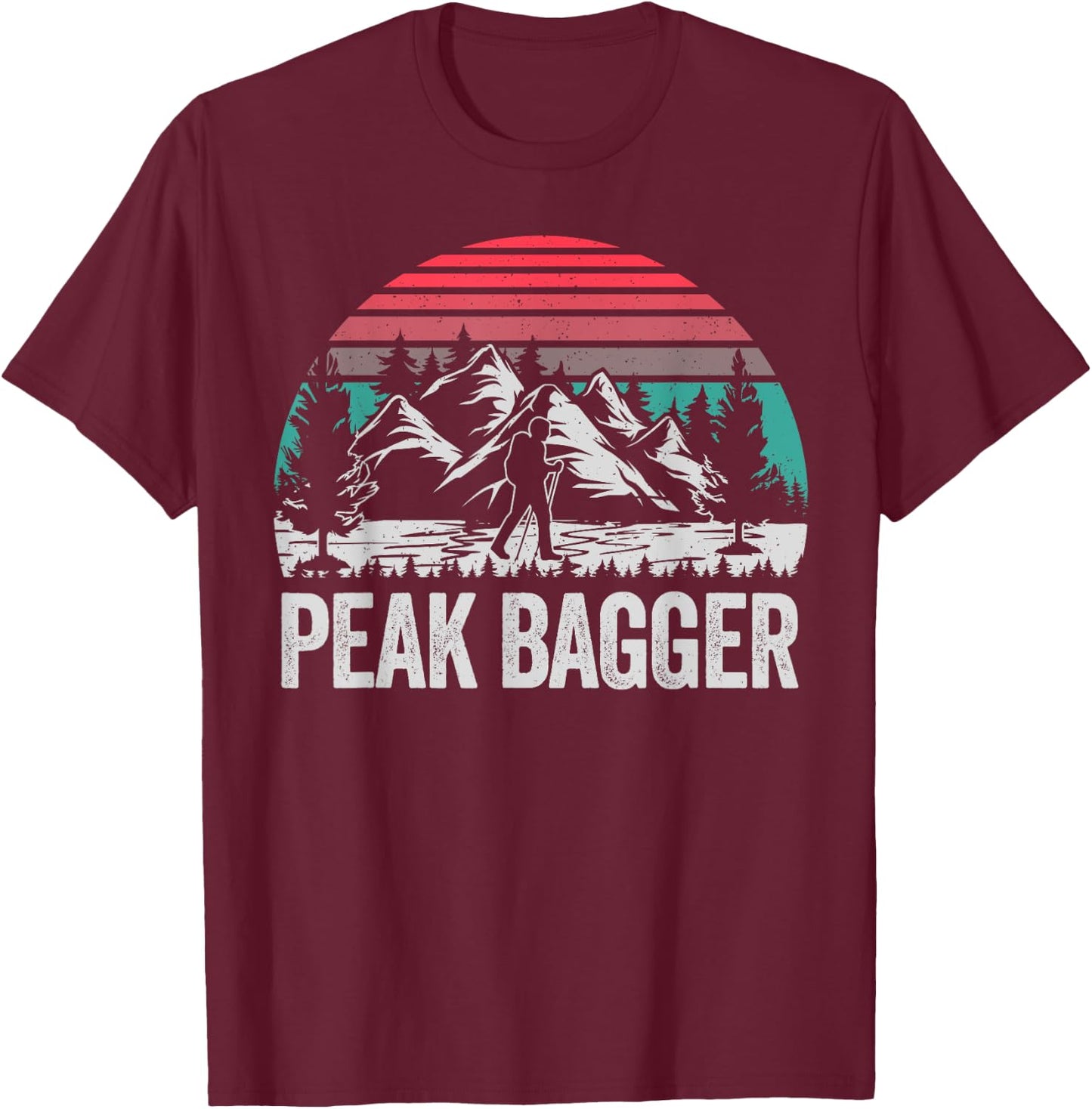 Retro peak bagger, peak bagging, hiking T-Shirt - T-Shirt | Maroon