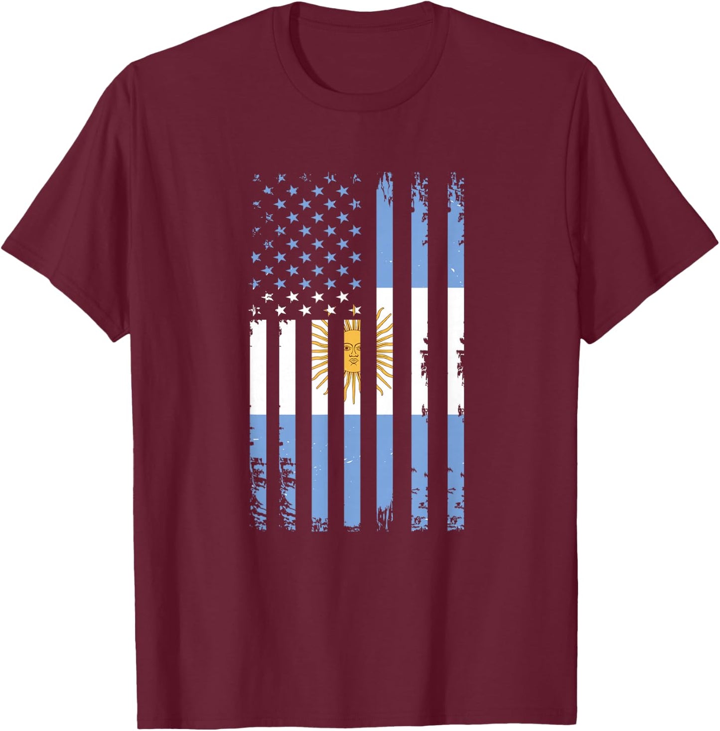 Argentinian American Flag Argentina Usa Argentine T-Shirt - T-Shirt | Maroon