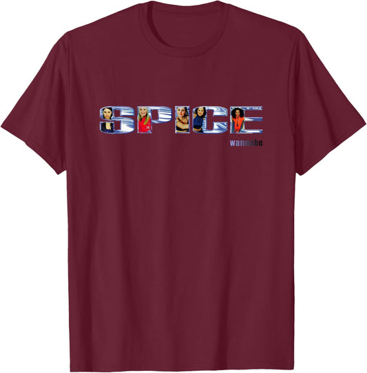 Official Spice Girls Wannabe Logo T-Shirt - T-Shirt | Maroon