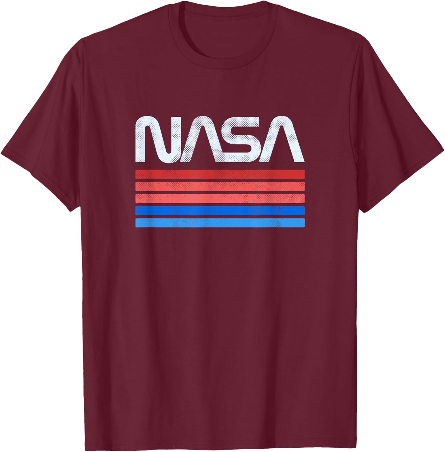 60s 70s Vintage Retro NASA Worm Logo Vintage NASA Gift , Small, Black T-Shirt - T-Shirt | Maroon
