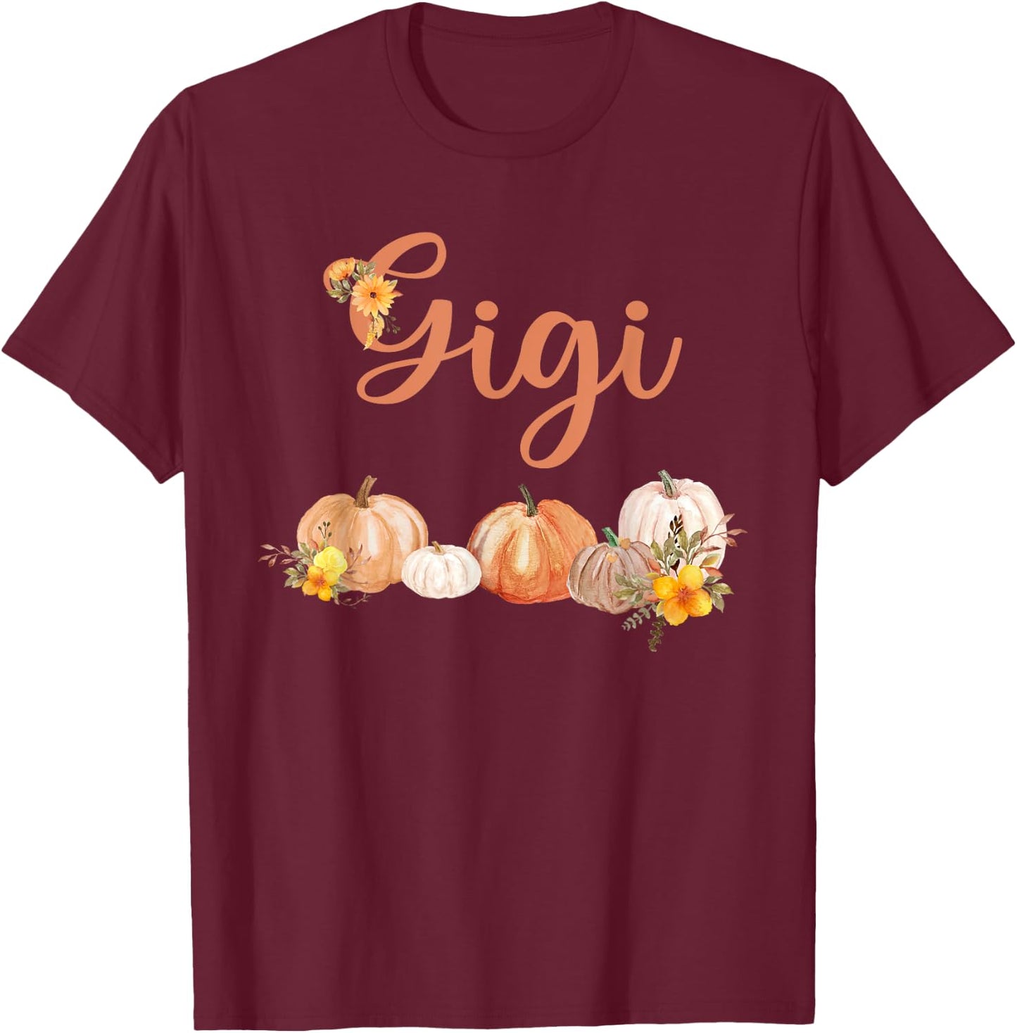 Gigi of Little Pumpkin First Birthday Autumn Pumpkin T-Shirt - T-Shirt | Maroon