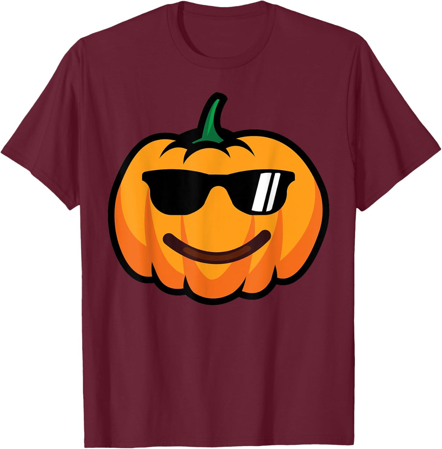 Halloween Pumpkin Smile Face Sunglasses Costume Funny T-Shirt - T-Shirt | Maroon