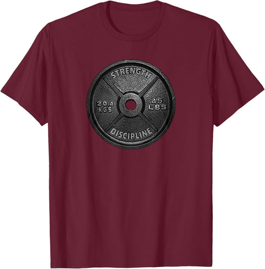 Weightlifting 45 LB Plate Gift Bodybuilders T-Shirt - T-Shirt | Maroon