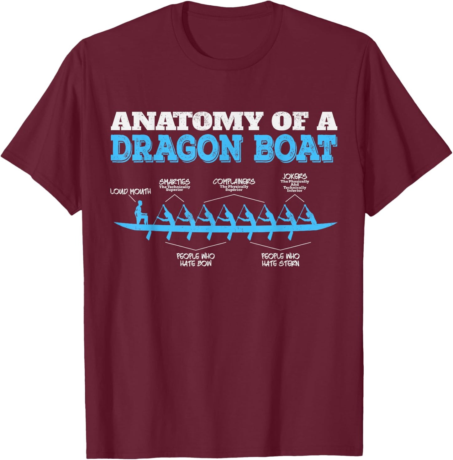 Anatomy of a Dragon Boat - Funny Dragon Boat Racing T-Shirt - T-Shirt | Maroon