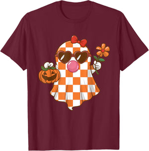 Cute Ghost Blowing Bubble Halloween Bougie Costume Girls Kid T-Shirt - T-Shirt | Maroon