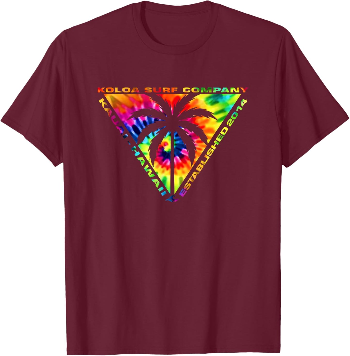 Koloa Surf Triangulated Palm Tie Dye Logo Surf Graphic T-Shirt - T-Shirt | Maroon
