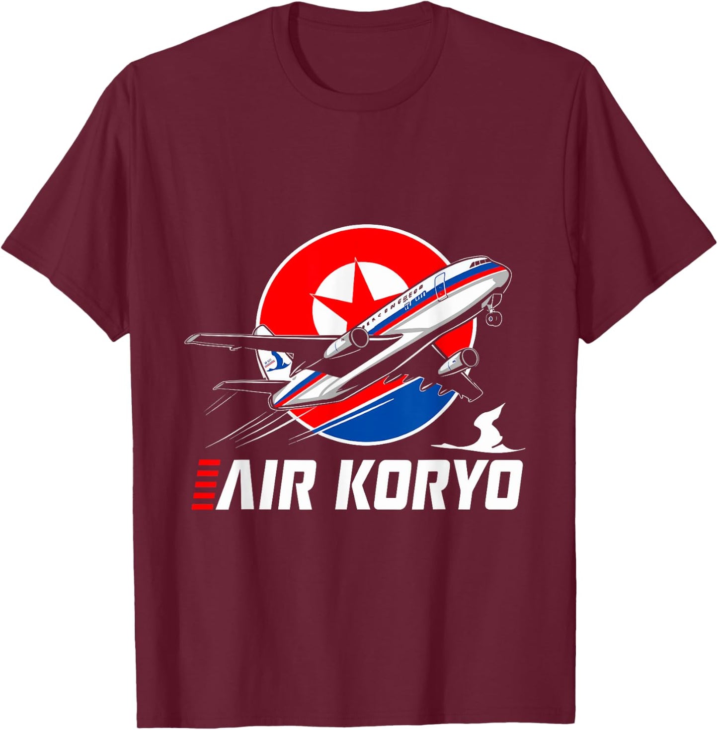 Air Koryo North Korean Plane Carrier soviet tupolev Kim Jong T-Shirt - T-Shirt | Maroon