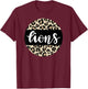 Leopard Print Lions Team Mascot School Spirit Game Night T-Shirt - T-Shirt | Maroon