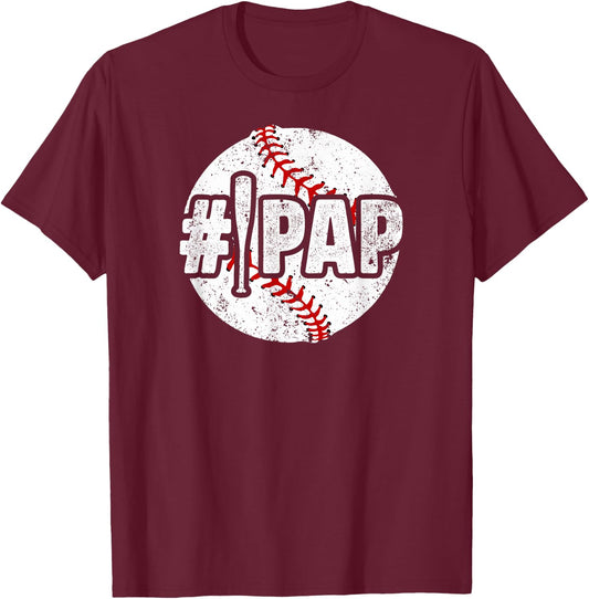 #1 Pap Baseball Pap Of A Baseball Player Pap T-Shirt - T-Shirt | Maroon