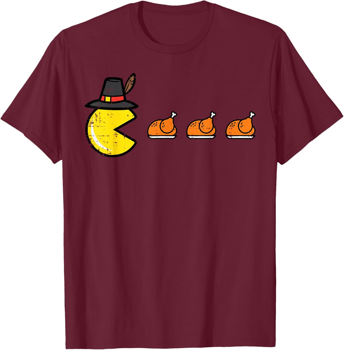 Thanksgiving Video Game Eating Turkey Gamer Men Women Kids T-Shirt - T-Shirt | Maroon