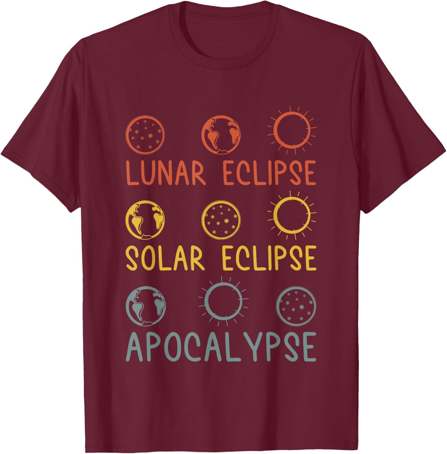 Solar Lunar Eclipse Apocalypse Celestial Event Diagram T-Shirt - T-Shirt | Maroon