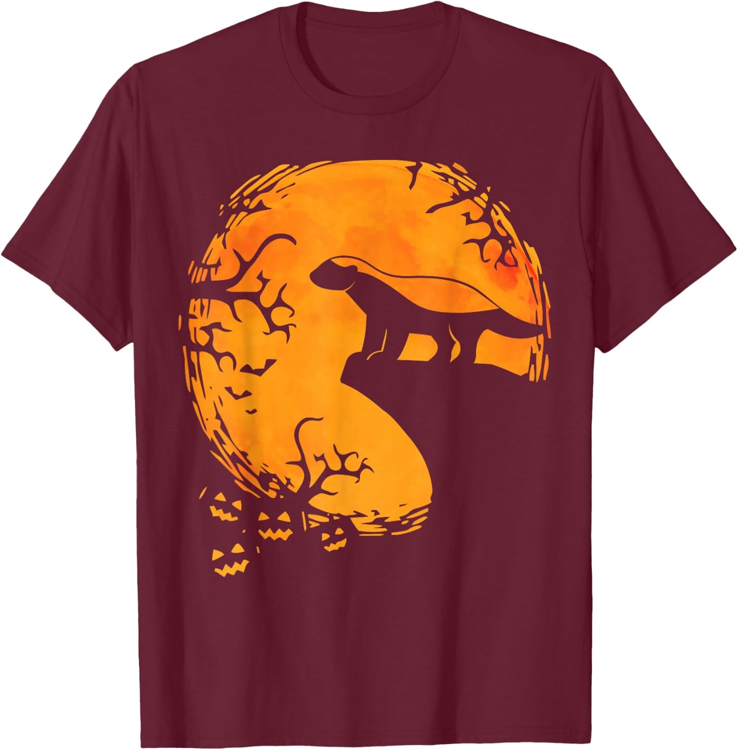 Honey Badger Halloween Moon Silhouette Spooky Honey Badger T-Shirt - T-Shirt | Maroon