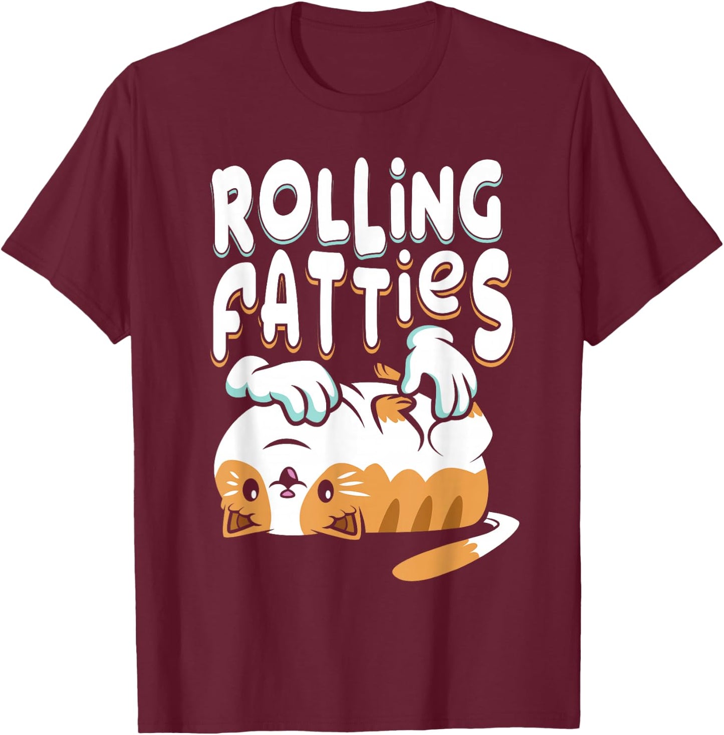 Rolling Fatties Chonk Cat Lover Gift Cat Mum Cat T-Shirt - T-Shirt | Maroon