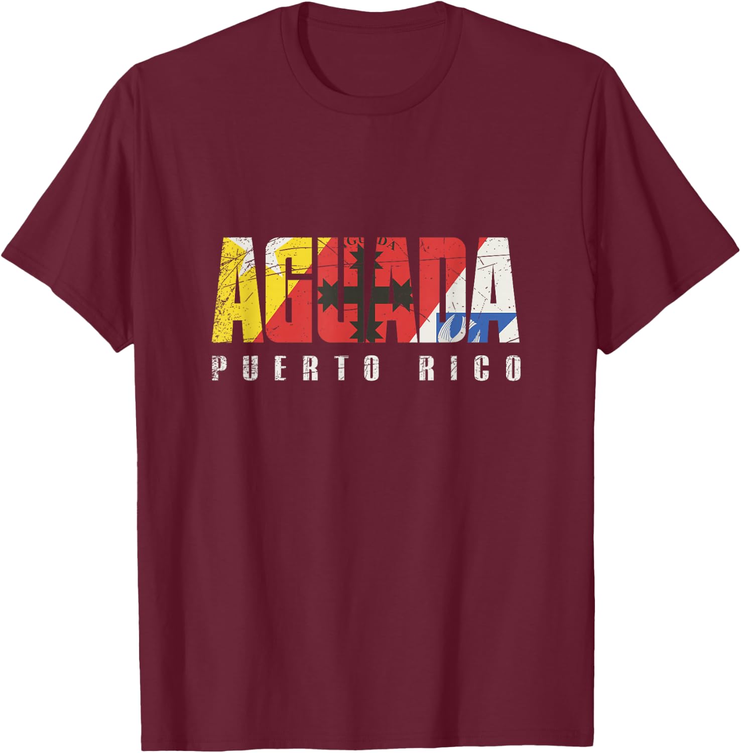 Aguada City in Puerto Rico, Aguada Flag T-Shirt - T-Shirt | Maroon