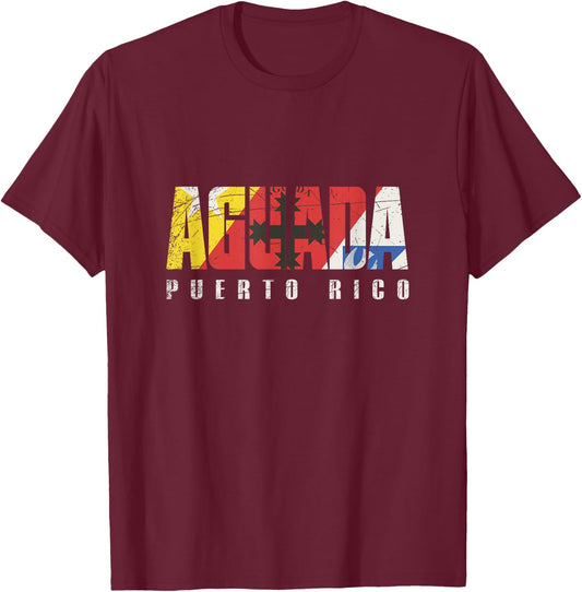 Aguada City in Puerto Rico, Aguada Flag T-Shirt - T-Shirt | Maroon