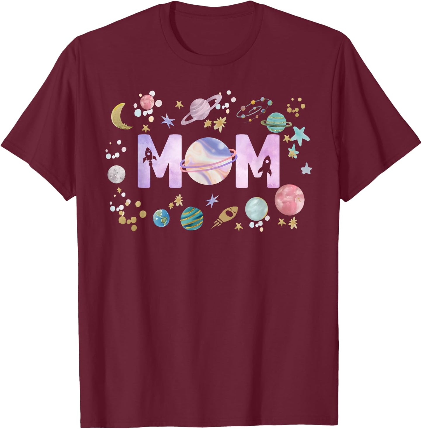 Mom Outer Space Galaxy Birthday Girl 1st Trip Around The Sun T-Shirt - T-Shirt | Maroon