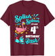 4th Birthday Flamingo 4 Years Old Pool Party Summer for Kids T-Shirt - T-Shirt | Maroon