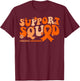 Support Squad Orange Ribbon Leukemia Blood Cancer Awareness T-Shirt - T-Shirt | Maroon