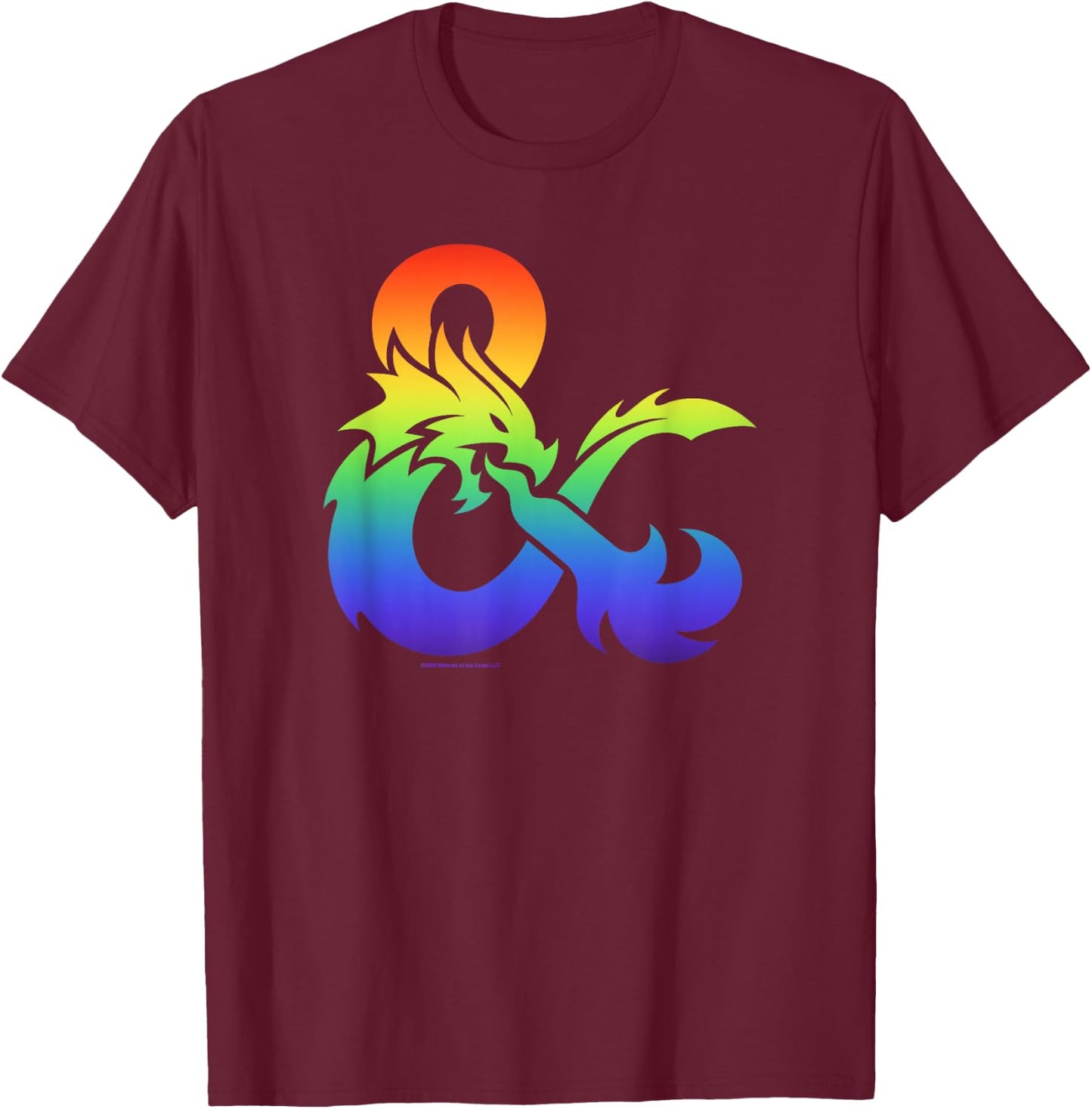Dungeons & Dragons Gradient Rainbow Pride Logo T-Shirt - T-Shirt | Maroon